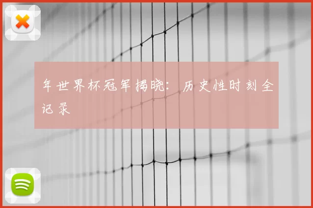 年世界杯冠军揭晓:历史性时刻全记录